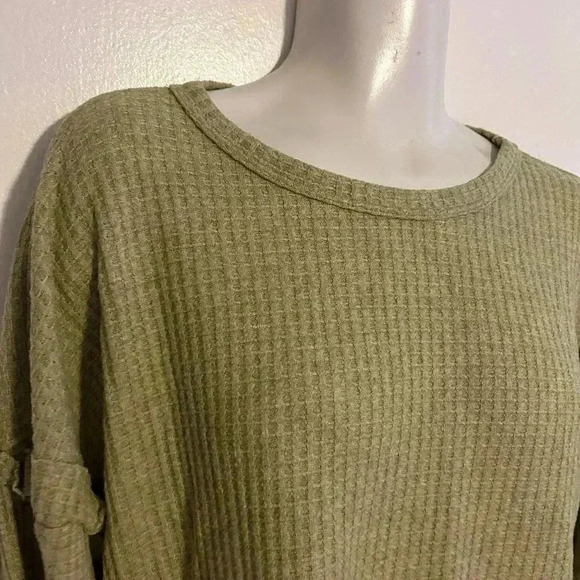 Cozy Waffle Knit  Ruffle Long sleeve Top - Picture 3 of 6